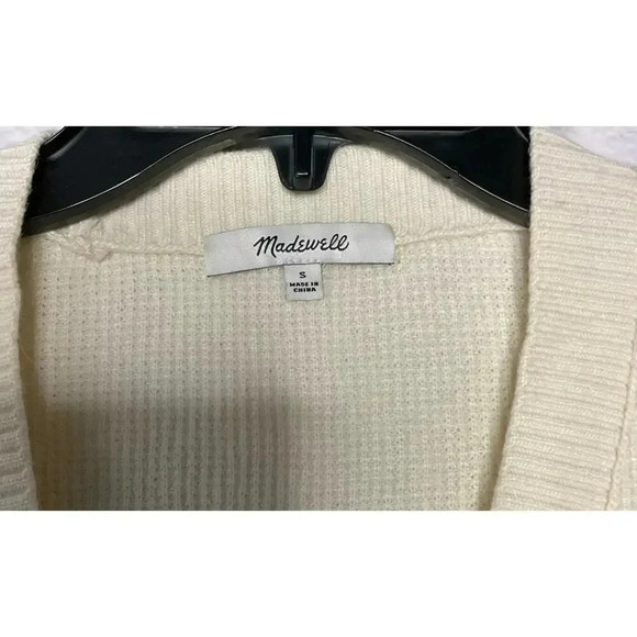Madewell Asherton button front wool alpaca blend waffle knit cardigan sweater S - Picture 8 of 9